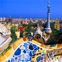 barcelona skyline gaudi mosaic