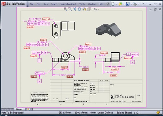 inspection-xpert-04 inspection dimensions in solidworks
