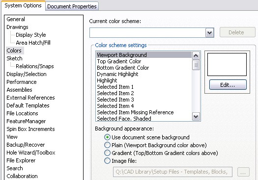 solidworks-backdrop-options solidworks options for appearances