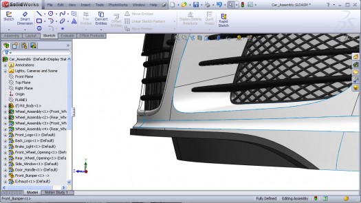 SolidWorks Audi R8 car modeling tutorial