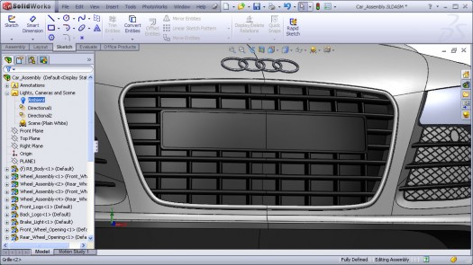 SolidWorks Audi R8 car modeling tutorial