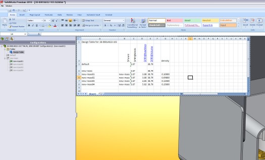 solidworks-design-table Add a design table to manipulate weight with custom densities. overkill? oh yes.