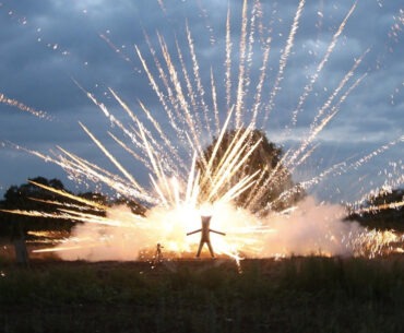Crazy Guy Hydroforms Steel Suit With Pressure Washer, Has Friends Shoot Him With Fireworks