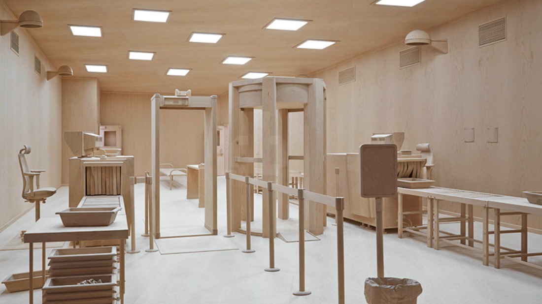 Artist Roxy Paine Builds Entire Airport Security Checkpoint…Out of Wood