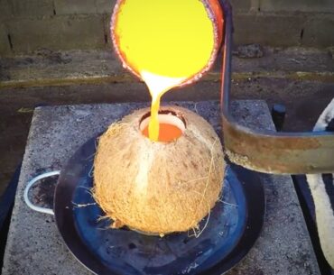 This is What Happens When You Pour Molten Copper into a Coconut