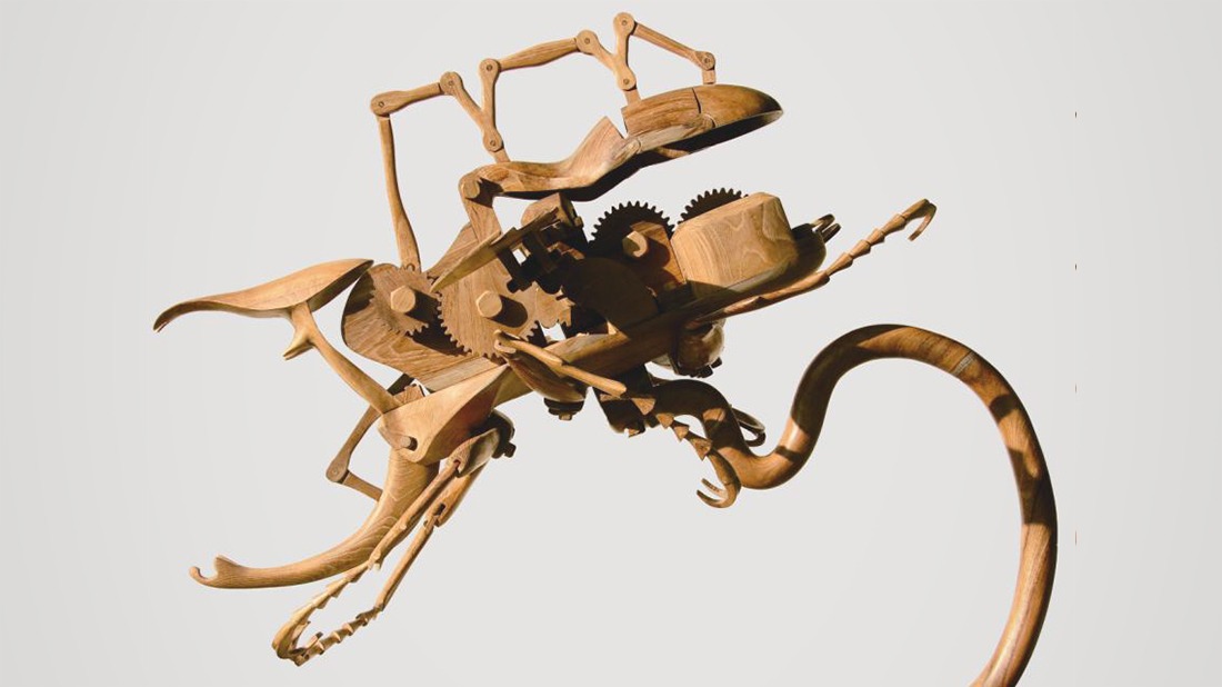 These Giant Kinetic Wood Insects Seamlessly Blend Engineering and Craft