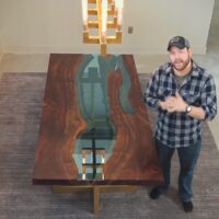 walnut glass river table
