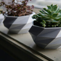 wide top 3d printed low poly planter