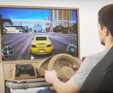 How to Build a Video Game Racing Cockpit with Cardboard Cardboard driving cockpit