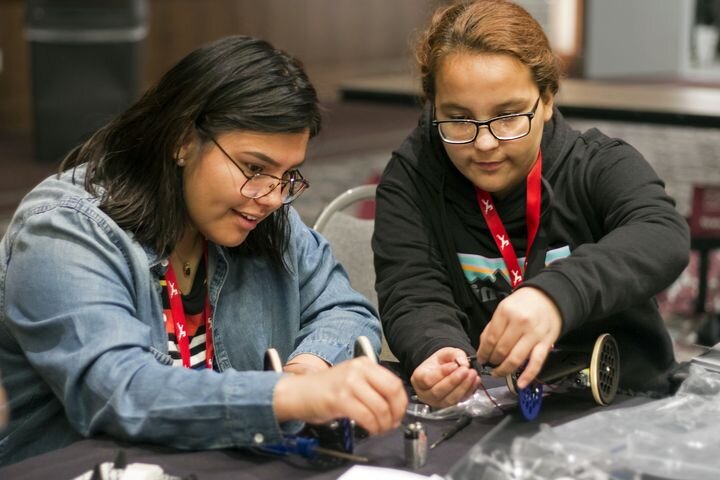 Assembling the “Every Kid Gets A Robot” robot [Source: Danielle Boyer]