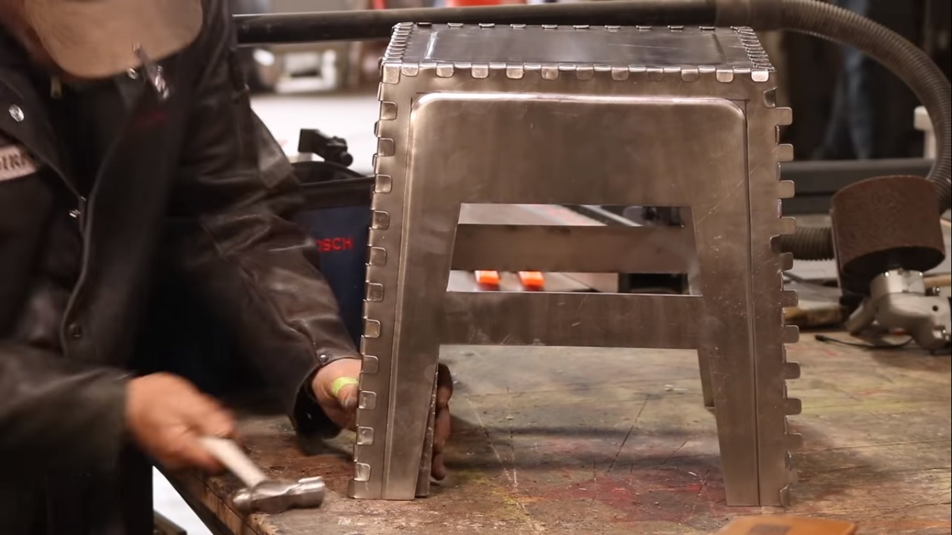 The Sound of a Steel Finger Joint Stool Being Made steel finger joint stool