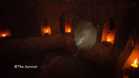 manmade underground hideout and pool 