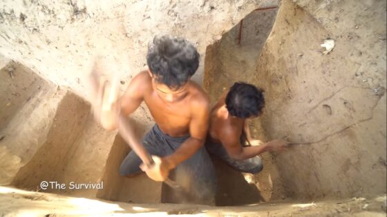 manmade underground hideout and pool 