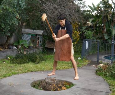 wooden axe out of tree stump