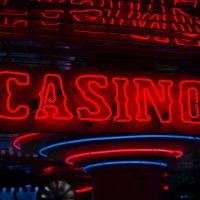 red Casino neon sign turned on