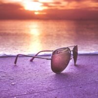 black framed sunglasses