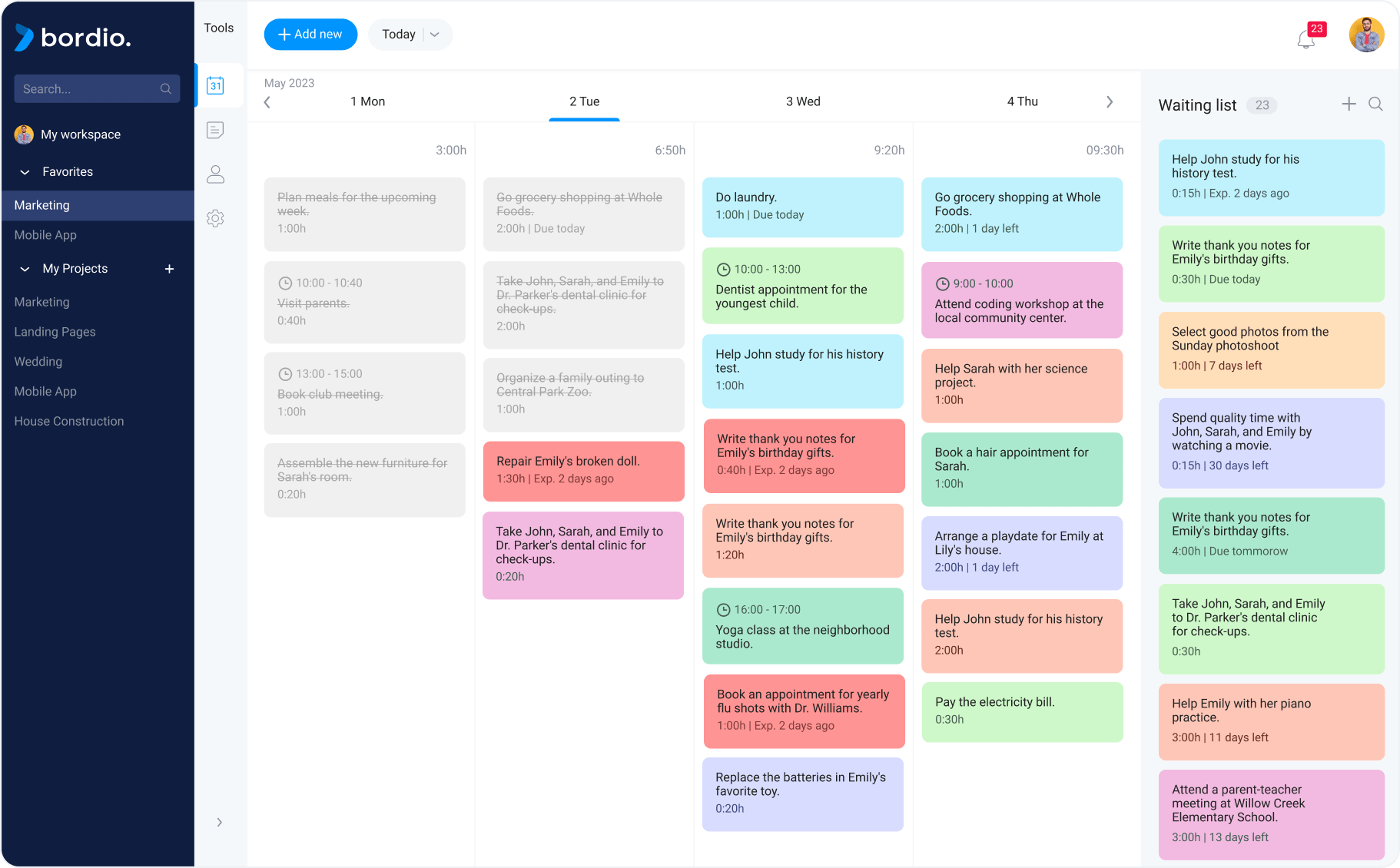 Online planner by Bordio