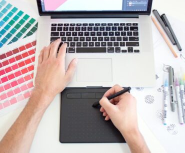 AI-Generated Illustrations with Appy Pie Design: Redefining Visual Storytelling in Graphic Design tuned on Macbook