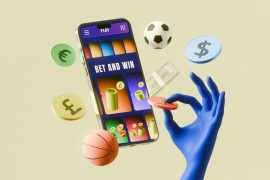Online sports betting with smartphone, money, and game elements